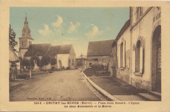 Chitry-les-Mines Place Jules Renard-Eglise-Monuments aux morts