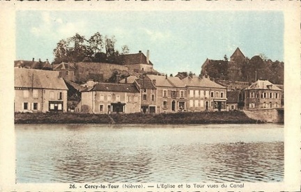Cercy la Tour Eglise et tour vues du canal